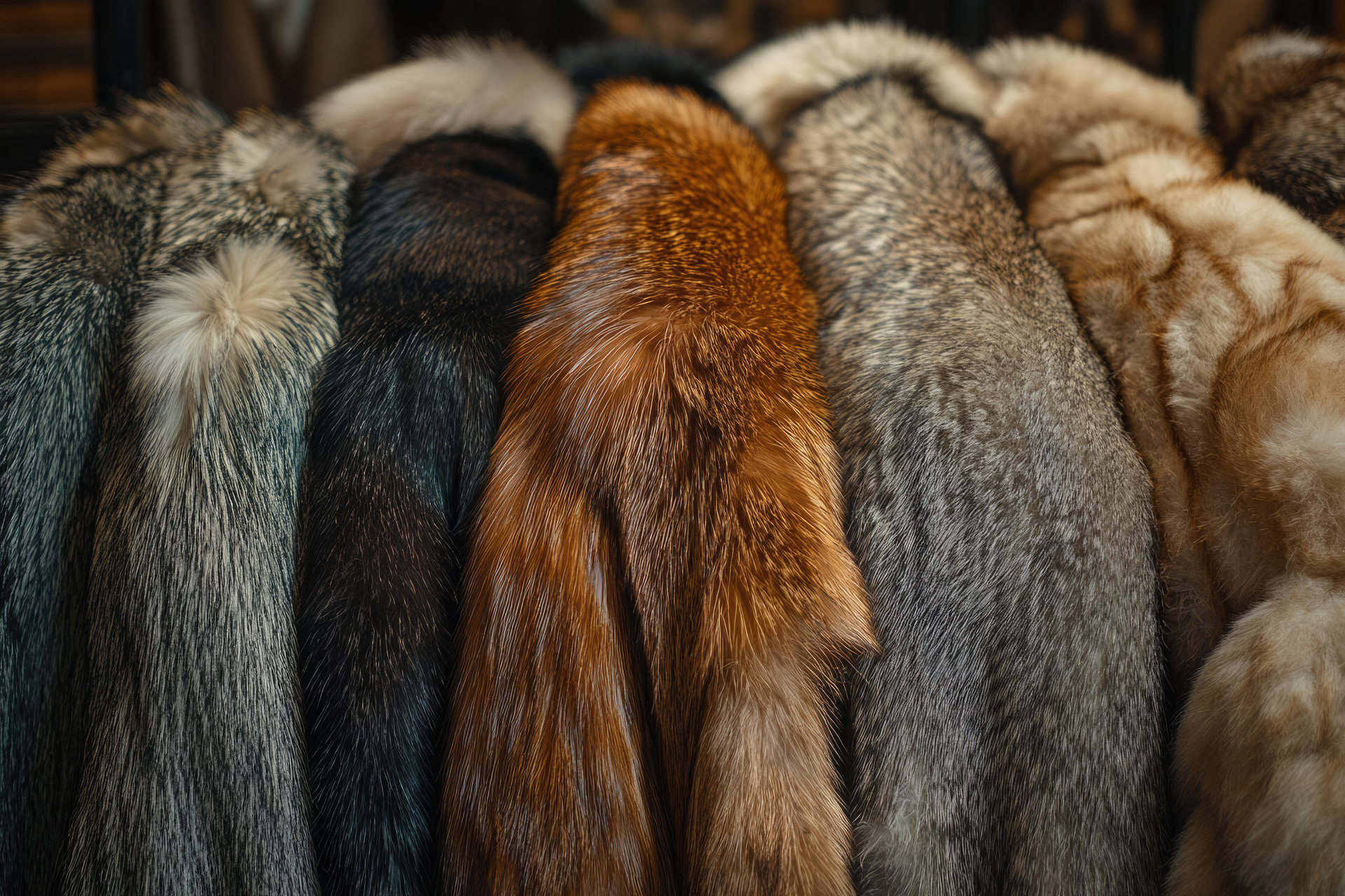 fourrures luxueuses de différentes couleurs